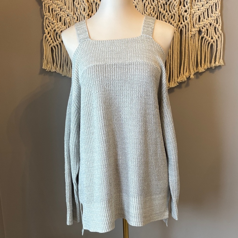 Sanctuary Off-the-Shoulder Light Gray Sweater